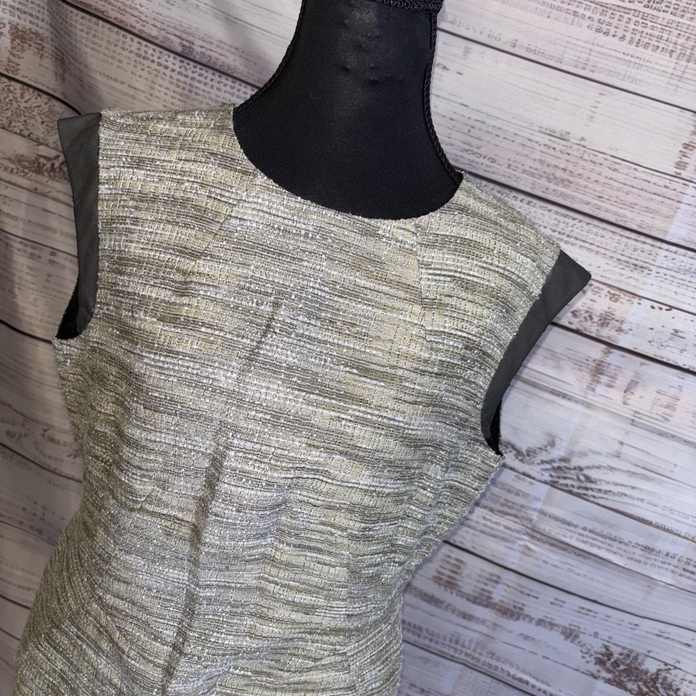 Lafayette 148 New York Tan/Brown Wool Blend Sleeveless Shift Dress Size Large - Picture 2 of 10